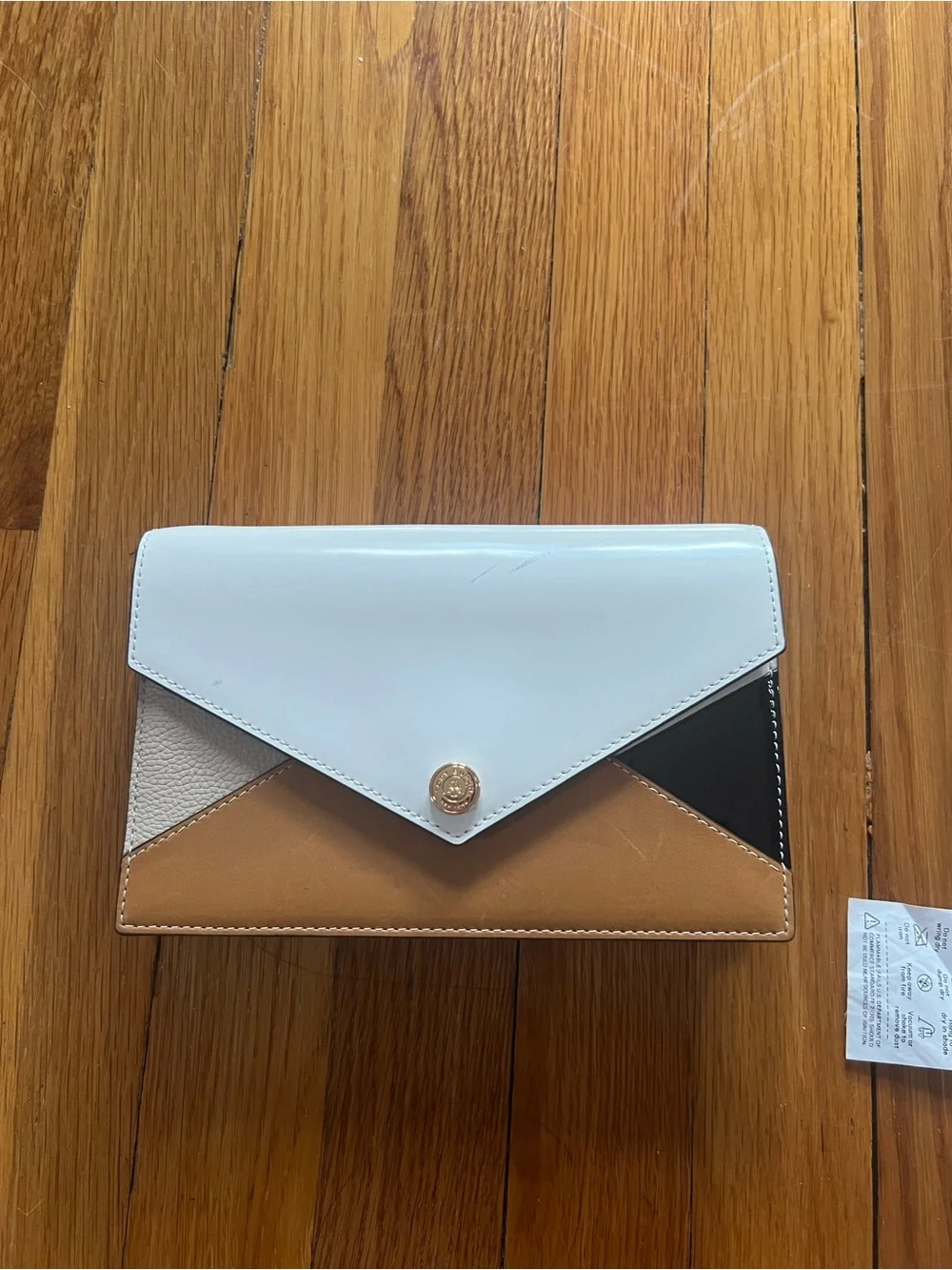 Tory Burch Colorblock Envelope Crossbody Bag - White, Tan, Black